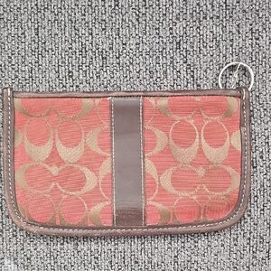 Coach Red and Tan Signature Wristlet